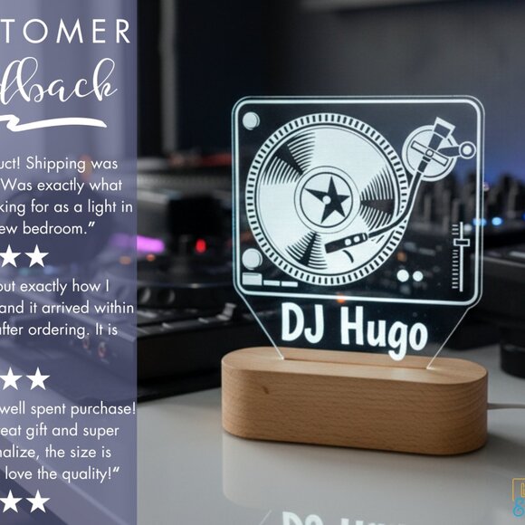 DJ Night Light – Personalized LED Lamp for Music Room - Picture 7 of 8